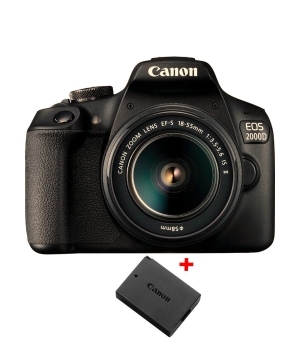Digital DSLR Camera Canon EOS 2000D with EF-S 18-55mm IS II Black + Canon Battery LP-E10