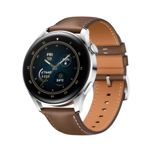 Huawei Watch 3 46mm Classic Silver Leather Armband Brown