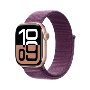 Apple Watch Series 10 GPS 42mm Rose Gold Aluminium Case with Sport Loop Plum