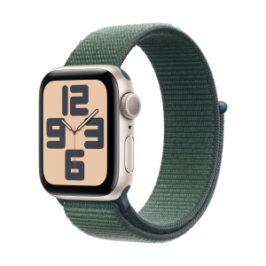 Apple Watch SE 2024 40mm Gold Aluminum Case with Sport Loop Green