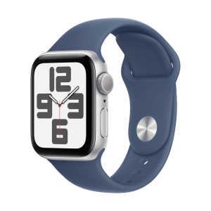 Apple Watch SE 2024 40mm Silver Aluminum Case with Sport Band Blue M/L