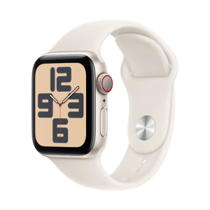 Apple Watch SE 2024 44mm Gold Aluminium Case with Beige Silicone Armband M/L