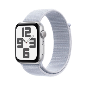 Apple Watch SE 2024 44mm Silver with light Blue Nylon Bracelet