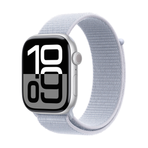 Apple Watch Series 10 GPS 46mm Silver Aluminium Case with Sport Loop Blue Cloud