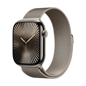 Apple Watch Series 10 GPS + LTE 46mm Natural Titanium Case with Beige Milanese Strap S/M
