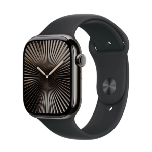 Apple Watch Series 10 GPS + LTE 46mm Slate Titanium Case with Black Rubber Armband M/L