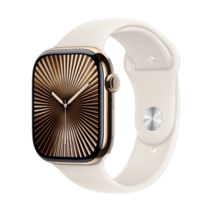 Apple Watch Series 10 GPS + LTE 46mm Gold Titanium Case with Sportband Beige S/M