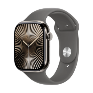 Apple Watch Series 10 GPS + LTE 46mm Natural Titanium Case with Grey Sport Armband S/M