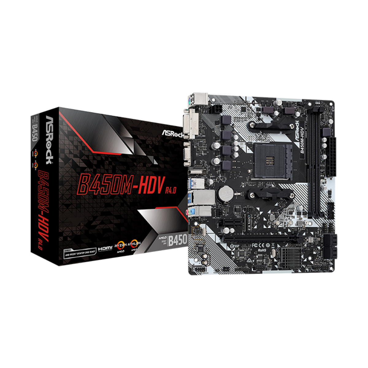 Asrock B450M-HDV R4.0 AMD B450 Socket AM4 microATX Motherboard