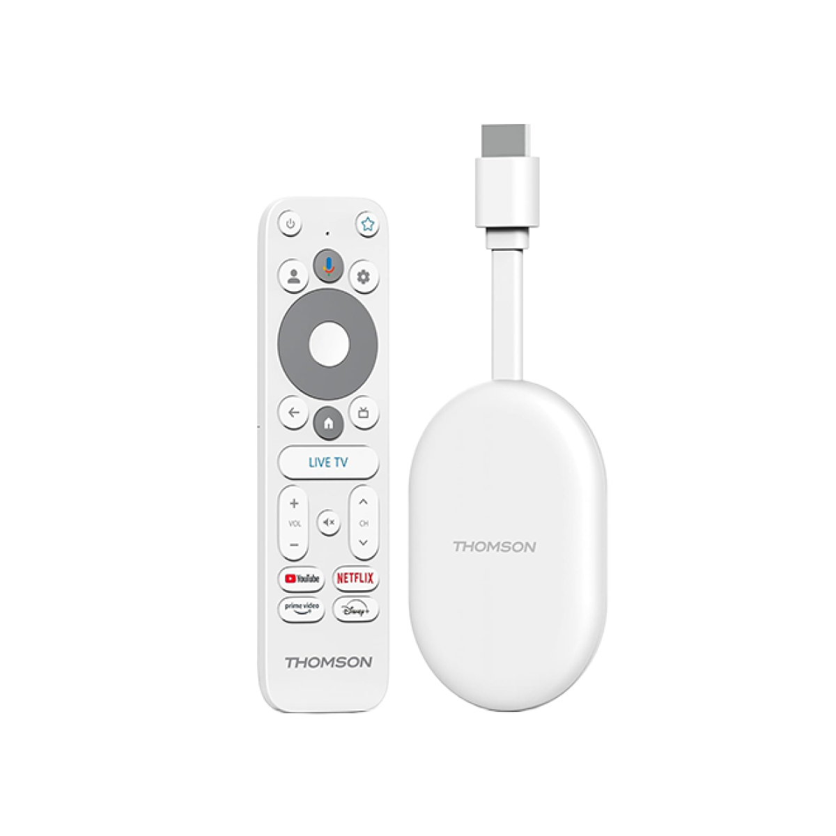 Thomson Streaming Dongle Google TV Go 150 Cast 4K White